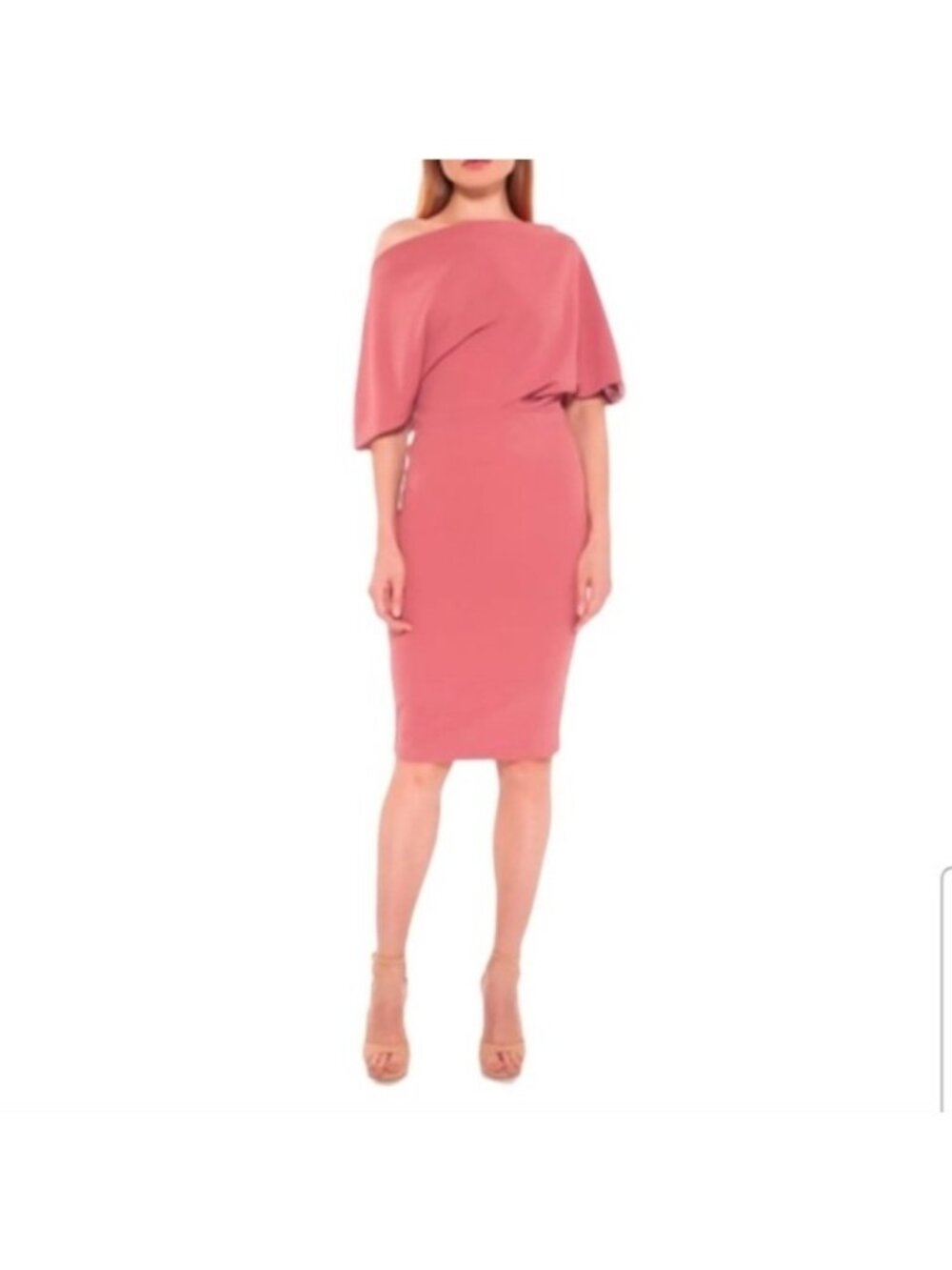Alexia Admor Drapey Shoulder Dress Dusty Rose Pink Womens Medium NEW